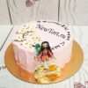 Торт "Ветка сакуры" с фотопечатью и сахарными цветами ТД922