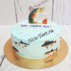 Торт "Рыбье царство" с фотопечатью рыб и бусинами ТД938