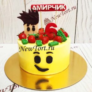 Торт "Крафт голова" с ягодами и Майнкрафт ТД940