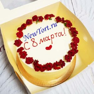 Бенто торт на 8 марта с цветочками ТБ182