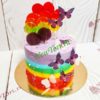 Торт "Царство бабочек" разноцветный с фотопечатью и леденцами ТД985