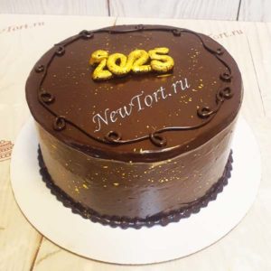 Новогодний торт  круглый в шоколаде НТ220